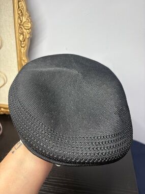 Kangol Black Knit Ivy Cap with White Kangaroo Emblem